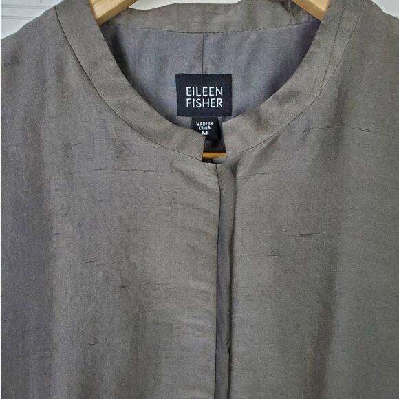 Eileen Fisher SZ M 100% Silk Brown Jacket/Blazer - Picture 3 of 5